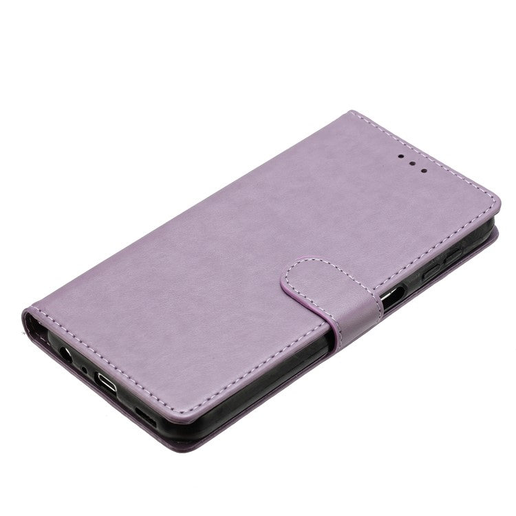 For Motorola Moto G75 5G Leather Case Wallet Stand Phone Cover with Handy Strap - Purple