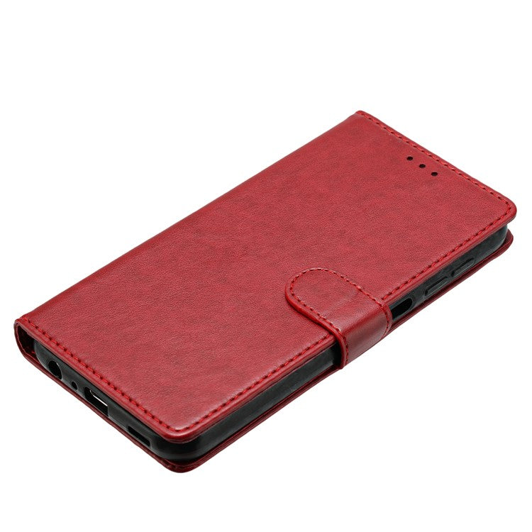 For Motorola Moto G75 5G Leather Case Wallet Stand Phone Cover with Handy Strap - Red