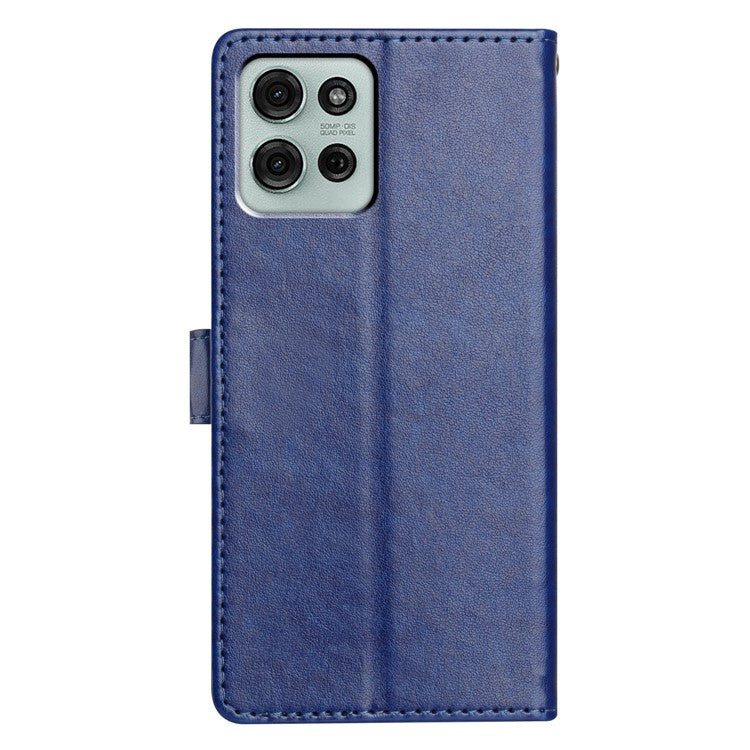 For Motorola Moto G75 5G Leather Case Wallet Stand Phone Cover with Handy Strap - Blue