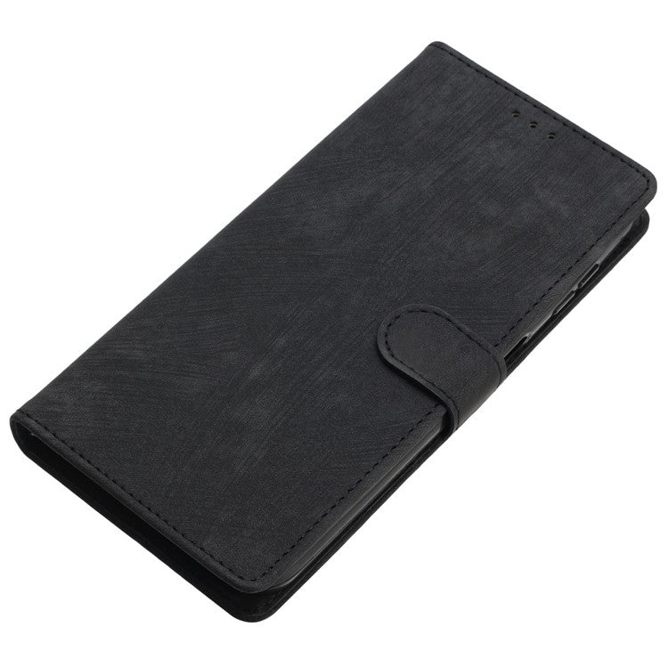 For Motorola Moto G75 5G Case with Card Clots Skin-Touch PU Leather Phone Cover Stand - Black