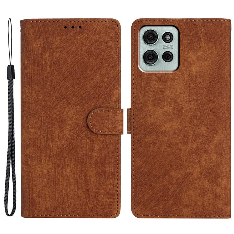 For Motorola Moto G75 5G Case with Card Clots Skin-Touch PU Leather Phone Cover Stand - Brown