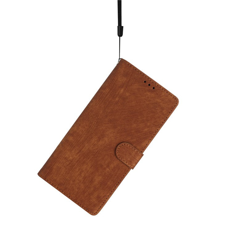 For Motorola Moto G75 5G Case with Card Clots Skin-Touch PU Leather Phone Cover Stand - Brown