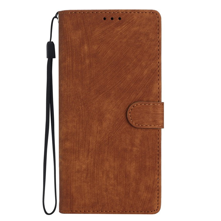 For Motorola Moto G75 5G Case with Card Clots Skin-Touch PU Leather Phone Cover Stand - Brown