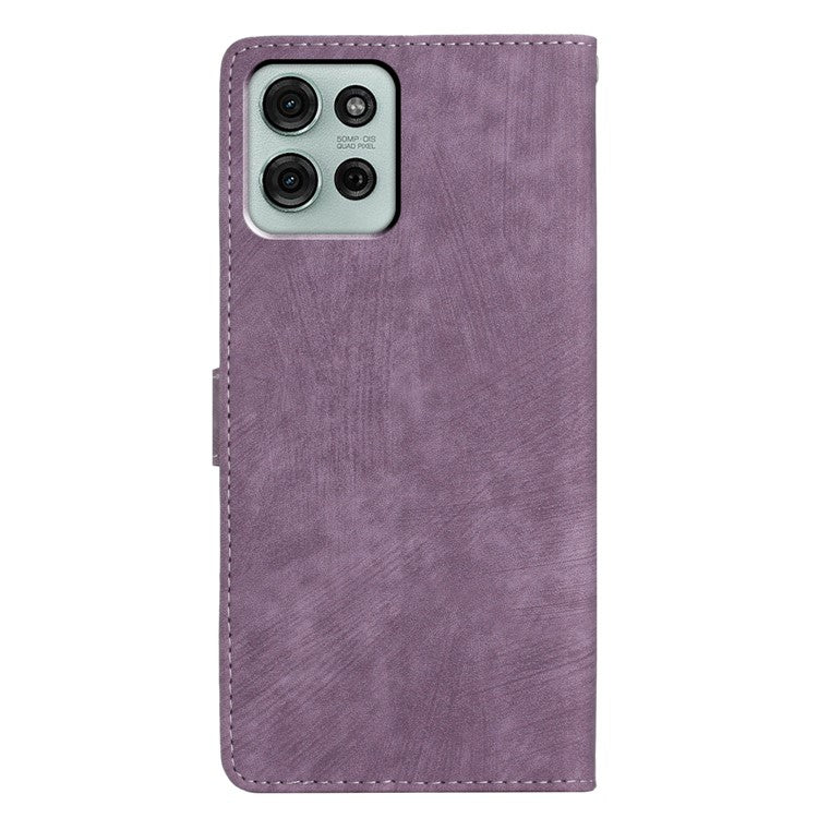 For Motorola Moto G75 5G Case with Card Clots Skin-Touch PU Leather Phone Cover Stand - Purple