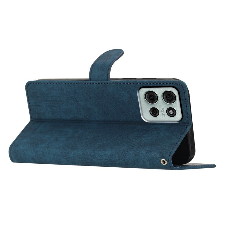 For Motorola Moto G75 5G Case with Card Clots Skin-Touch PU Leather Phone Cover Stand - Blue
