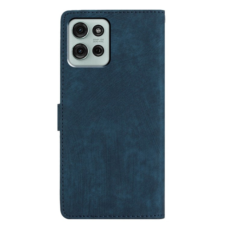 For Motorola Moto G75 5G Case with Card Clots Skin-Touch PU Leather Phone Cover Stand - Blue