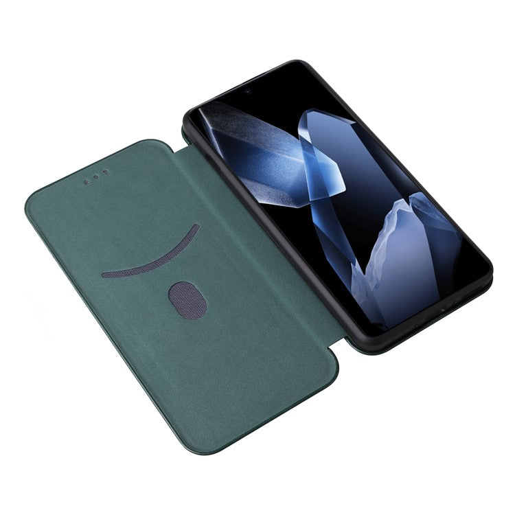 For OnePlus 13 Case Carbon Fiber Texture Drop-Proof PU Leather Phone Cover - Green