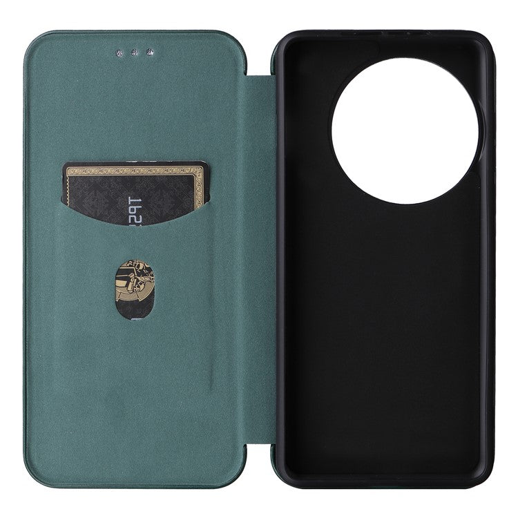 For OnePlus 13 Case Carbon Fiber Texture Drop-Proof PU Leather Phone Cover - Green