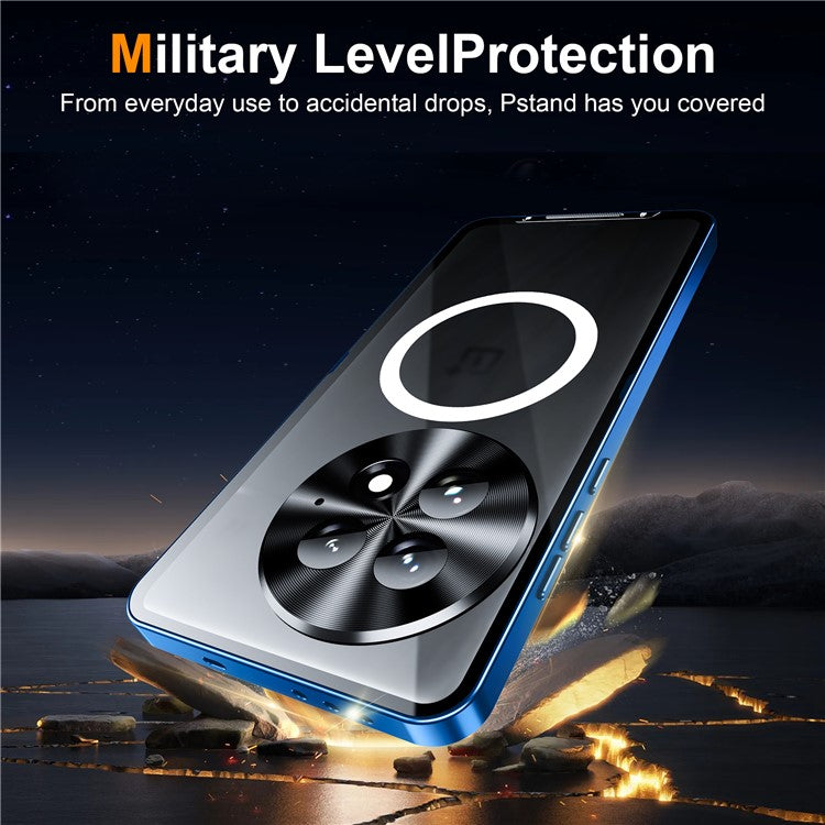 For OnePlus 13 Case Compatible with MagSafe Metal Frame Matte Phone Cover - Blue