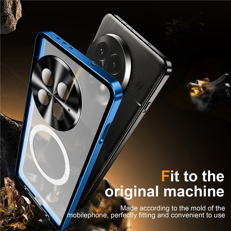 For OnePlus 13 Case Compatible with MagSafe Metal Frame Matte Phone Cover - Blue