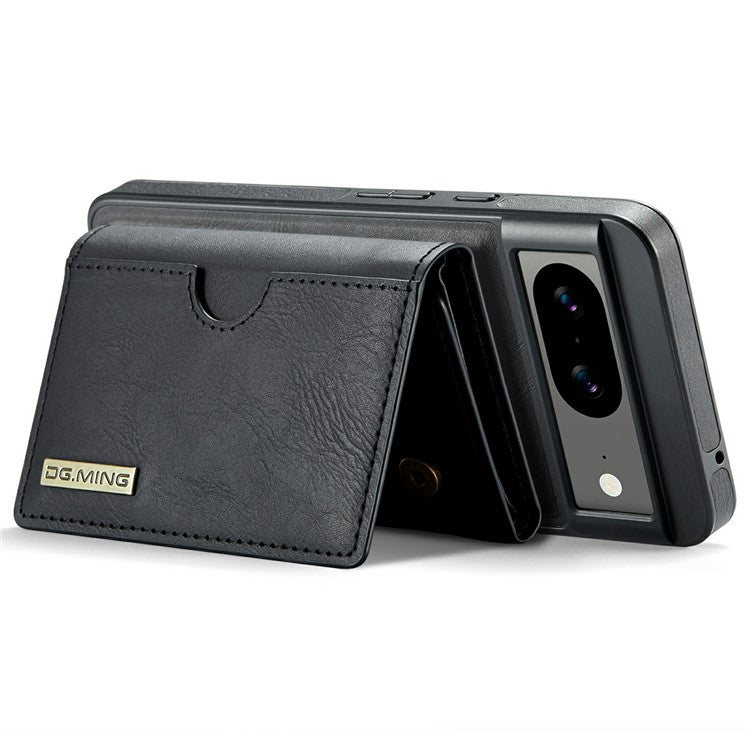 DG.MING M6 Series For Google Pixel 8 Case Magnetic Wallet PU+PC+TPU Phone Cover - Black