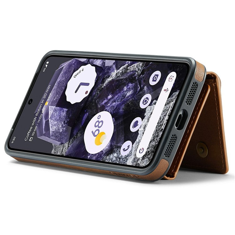 DG.MING M6 Series For Google Pixel 8 Case Magnetic Wallet PU+PC+TPU Phone Cover - Brown
