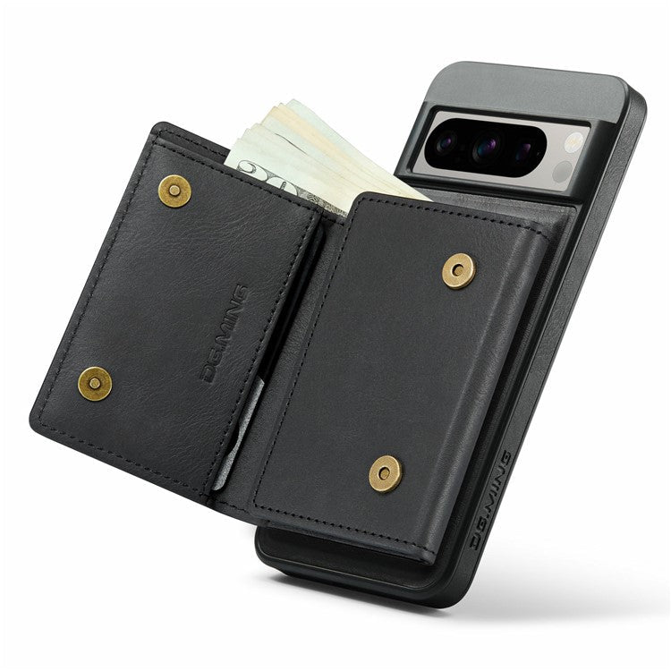 DG.MING M6 Series For Google Pixel 8 Pro Case Magnetic Wallet PU+PC+TPU Phone Cover - Black