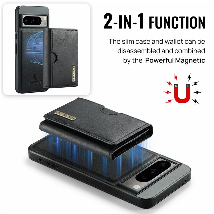 DG.MING M6 Series For Google Pixel 8 Pro Case Magnetic Wallet PU+PC+TPU Phone Cover - Black