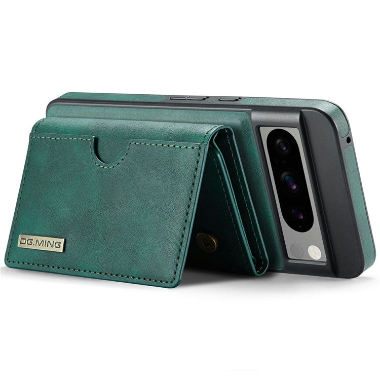 DG.MING M6 Series For Google Pixel 8 Pro Case Magnetic Wallet PU+PC+TPU Phone Cover - Green