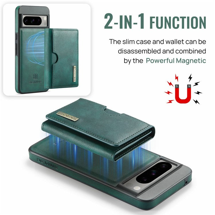 DG.MING M6 Series For Google Pixel 8 Pro Case Magnetic Wallet PU+PC+TPU Phone Cover - Green