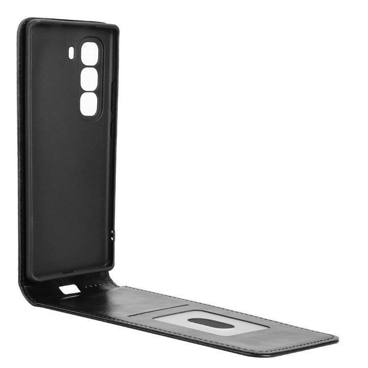 For Infinix Hot 50 Pro+ 4G X6880 Case with Card Slot Magnetic Vertical Flip Leather Phone Cover - Black