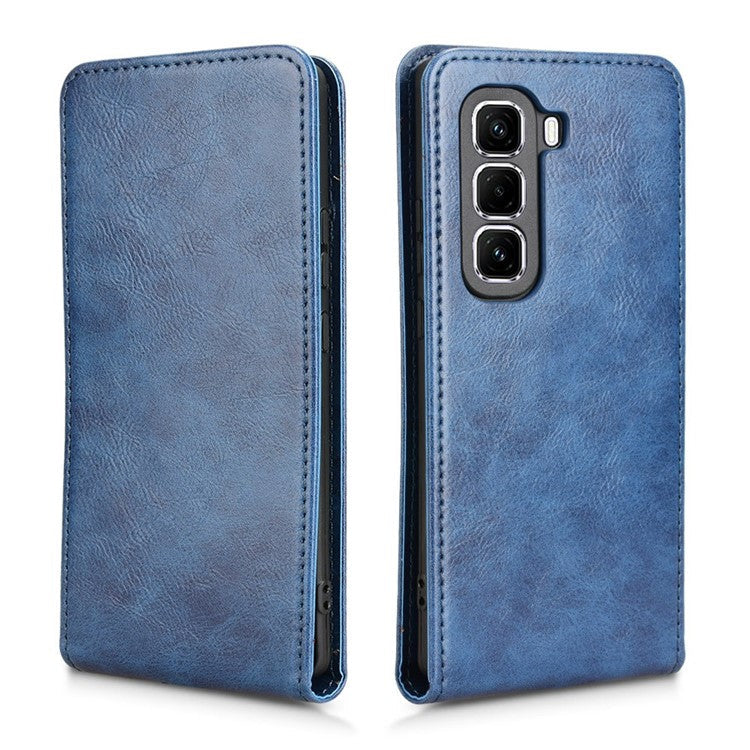 For Infinix Hot 50 Pro+ 4G X6880 Case with Card Slot Magnetic Vertical Flip Leather Phone Cover - Dark Blue