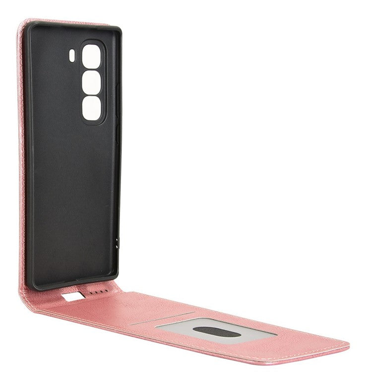 For Infinix Hot 50 Pro+ 4G X6880 Case with Card Slot Magnetic Vertical Flip Leather Phone Cover - Rose Gold
