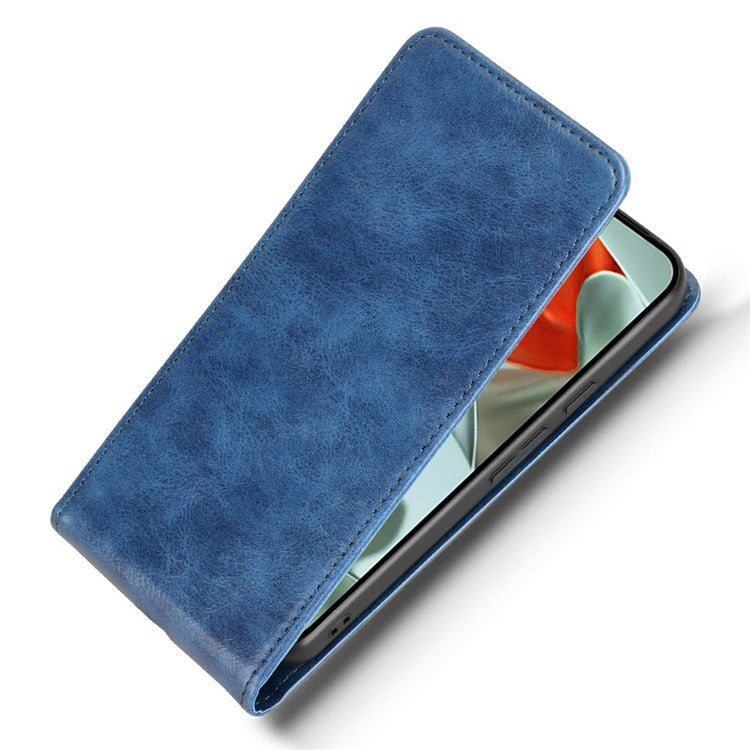 For Google Pixel 9 Pro XL Case with Card Slot Magnetic Vertical Flip Leather Phone Cover - Dark Blue