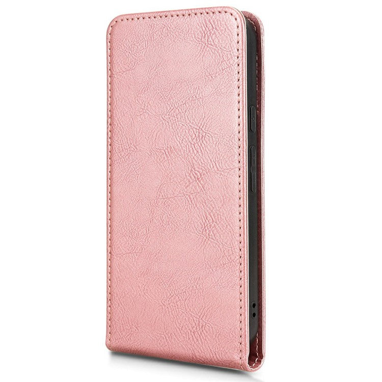 For Google Pixel 9 Pro XL Case with Card Slot Magnetic Vertical Flip Leather Phone Cover - Rose Gold