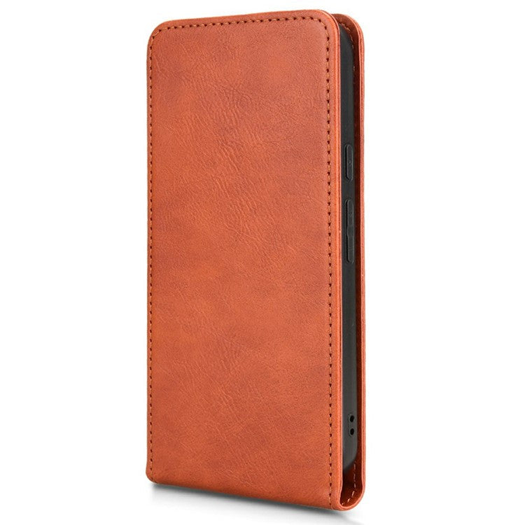 For Google Pixel 9 Pro XL Case with Card Slot Magnetic Vertical Flip Leather Phone Cover - Orange