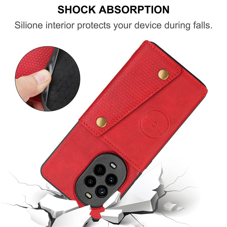 For Huawei nova 13 Pro 5G Case with Card Slots Kickstand Leather + TPU Phone Cover - Red