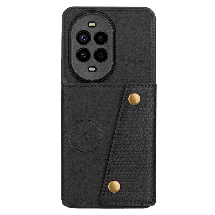 For Huawei nova 13 Pro 5G Case with Card Slots Kickstand Leather + TPU Phone Cover - Black