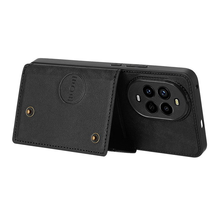 For Huawei nova 13 Pro 5G Case with Card Slots Kickstand Leather + TPU Phone Cover - Black