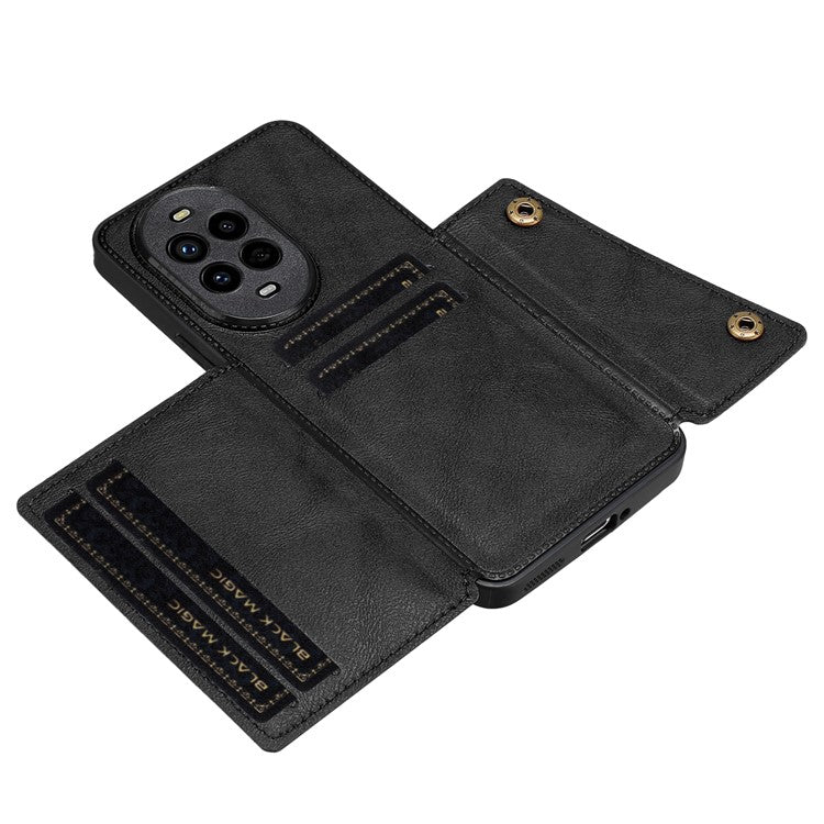 For Huawei nova 13 Pro 5G Case with Card Slots Kickstand Leather + TPU Phone Cover - Black