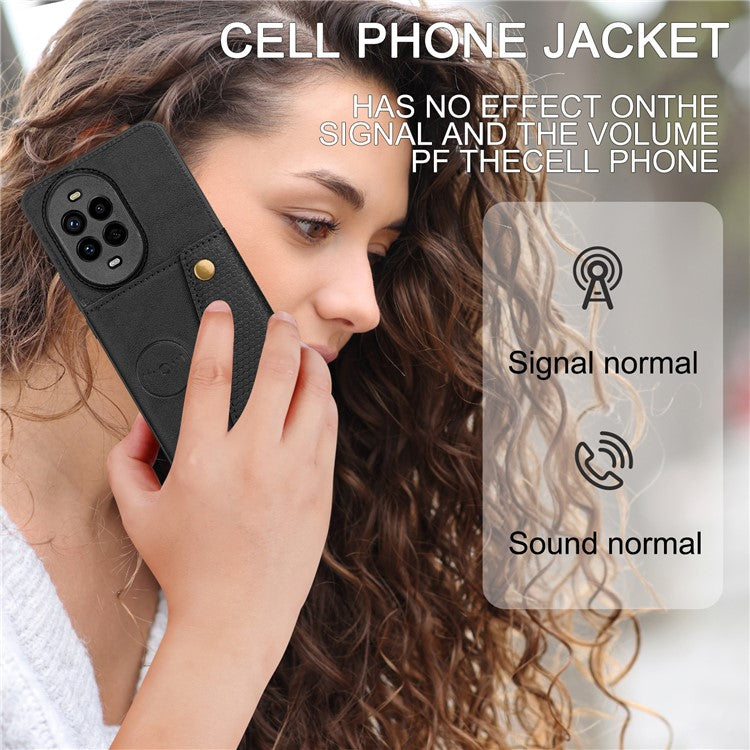 For Huawei nova 13 Pro 5G Case with Card Slots Kickstand Leather + TPU Phone Cover - Black