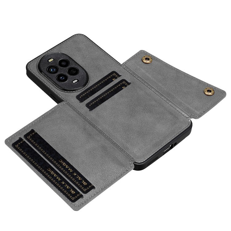 For Huawei nova 13 Pro 5G Case with Card Slots Kickstand Leather + TPU Phone Cover - Grey