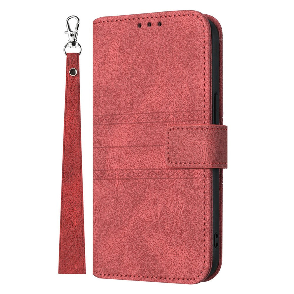 For Oppo Reno13 5G (Global) Case Wallet Skin-Touch Leather Imprinted Phone Cover - Red