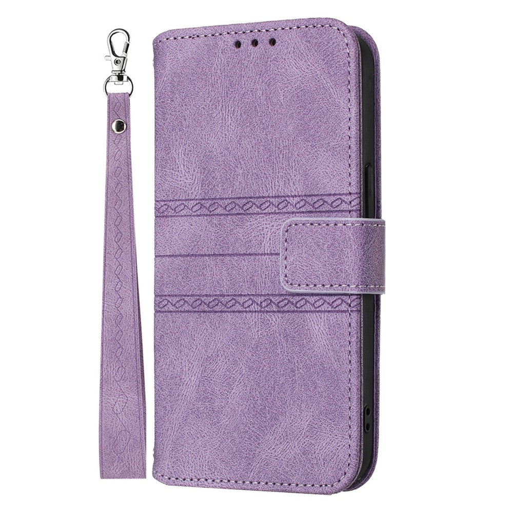 For Oppo Reno13 5G (Global) Case Wallet Skin-Touch Leather Imprinted Phone Cover - Purple