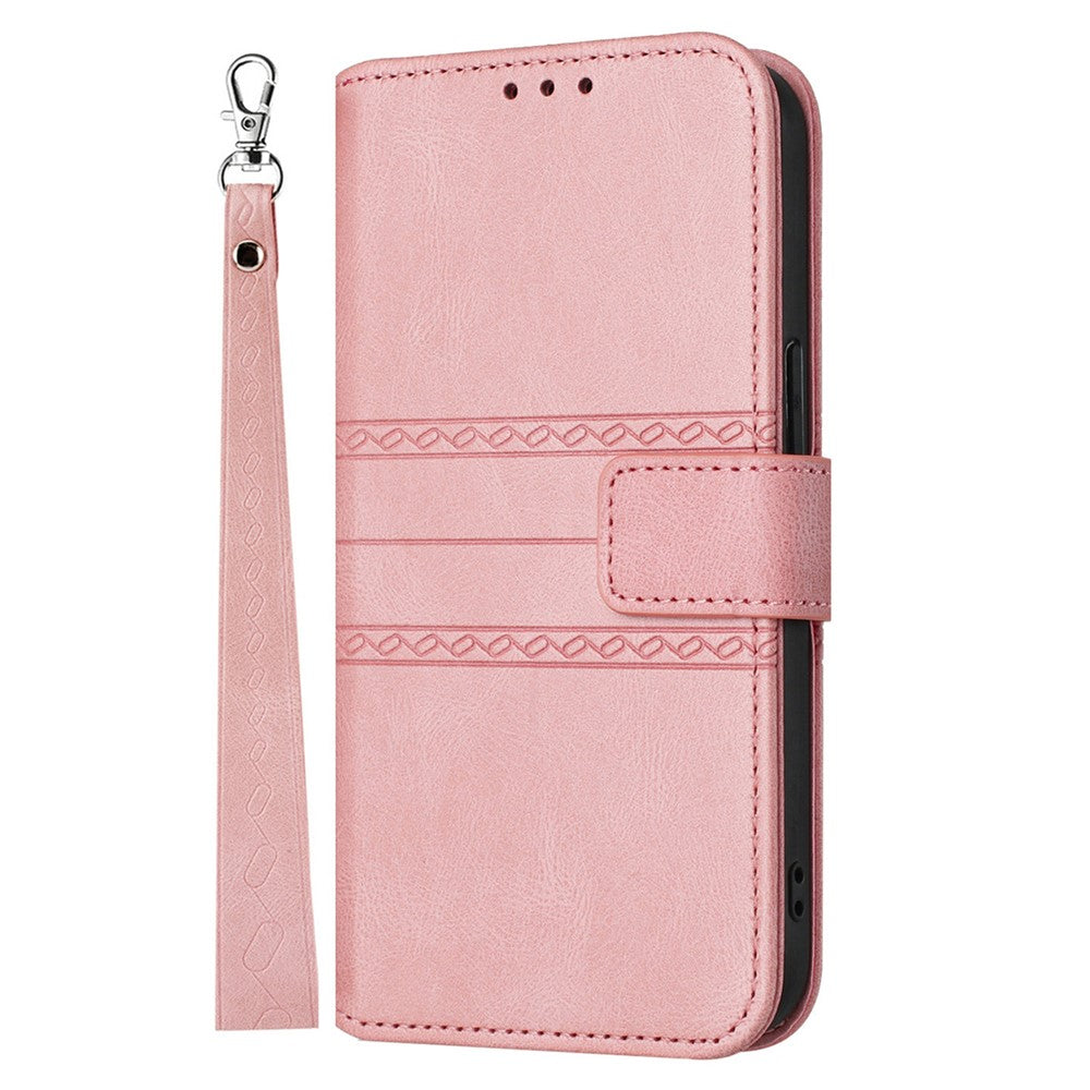 For Oppo Reno13 Pro 5G Case Wallet Skin-Touch Leather Imprinted Phone Cover - Pink