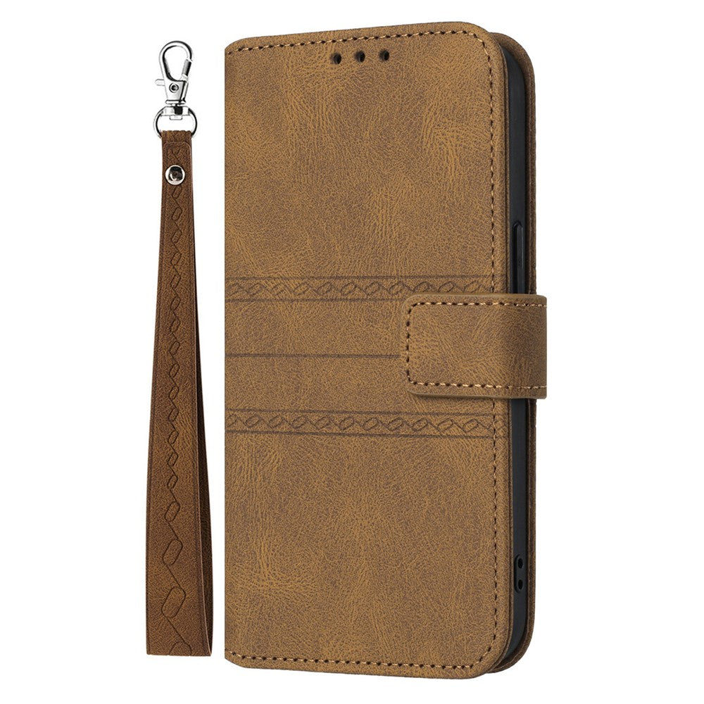 For Oppo Reno13 Pro 5G Case Wallet Skin-Touch Leather Imprinted Phone Cover - Brown