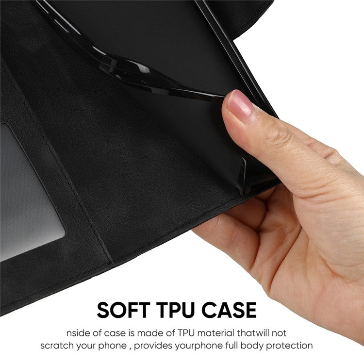 For OnePlus Nord CE4 5G / Oppo K12x 5G (China) Stand Case Line Pattern Leather Phone Cover - Black