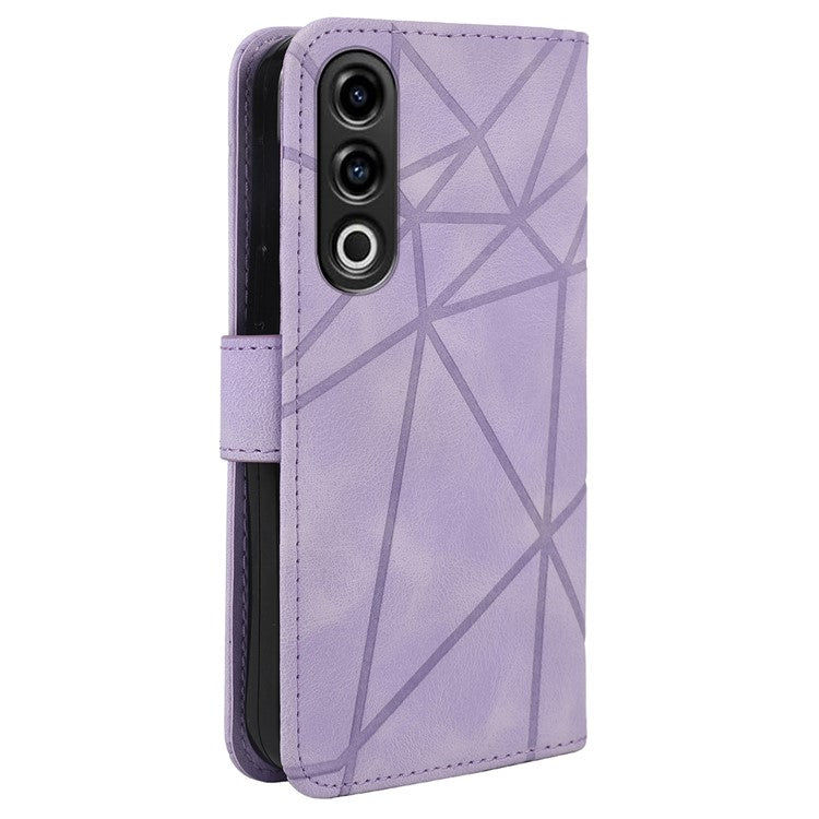 For OnePlus Nord CE4 5G / Oppo K12x 5G (China) Stand Case Line Pattern Leather Phone Cover - Purple