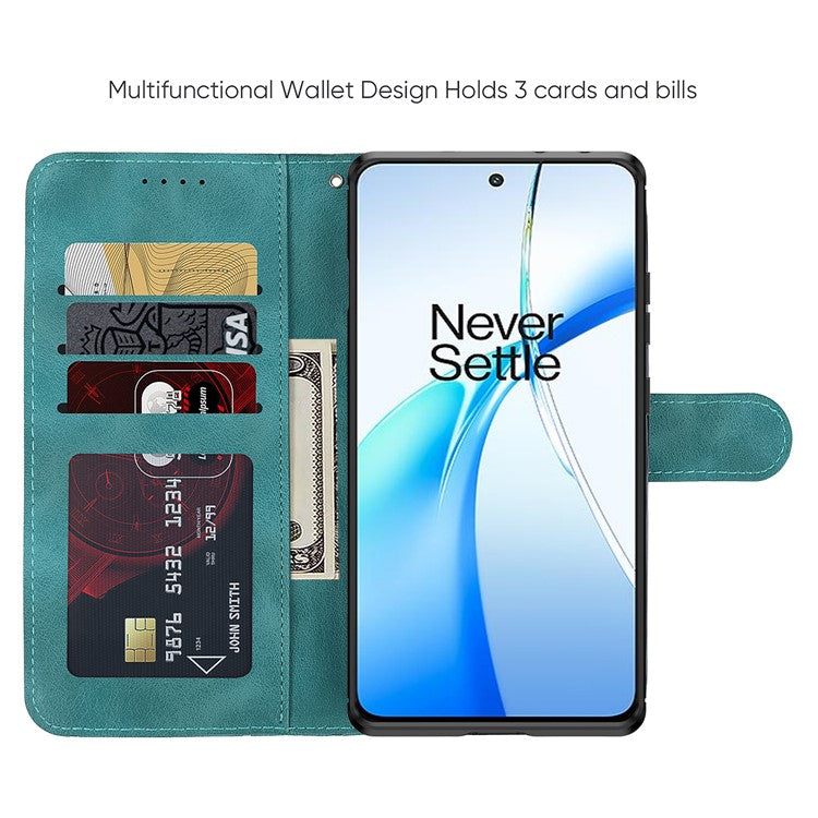 For OnePlus Nord CE4 5G / Oppo K12x 5G (China) Stand Case Line Pattern Leather Phone Cover - Green