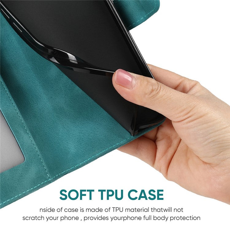 For OnePlus Nord CE4 5G / Oppo K12x 5G (China) Stand Case Line Pattern Leather Phone Cover - Green