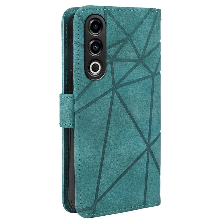 For OnePlus Nord CE4 5G / Oppo K12x 5G (China) Stand Case Line Pattern Leather Phone Cover - Green