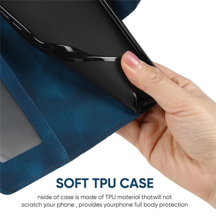 For OnePlus Nord CE4 5G / Oppo K12x 5G (China) Stand Case Line Pattern Leather Phone Cover - Blue