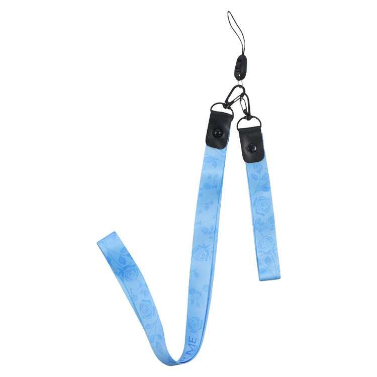 KADEM For OnePlus 13 Case Flower Pattern TPU Gradient Phone Cover with Lanyards - Blue