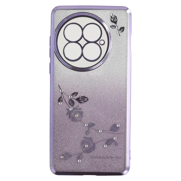 KADEM For OnePlus 13 Case Ring Kickstand TPU Flowers Phone Cover Gradient Glitter - Purple