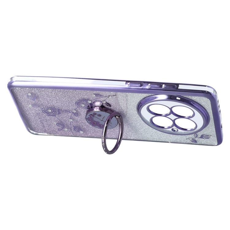 KADEM For OnePlus 13 Case Ring Kickstand TPU Flowers Phone Cover Gradient Glitter - Purple