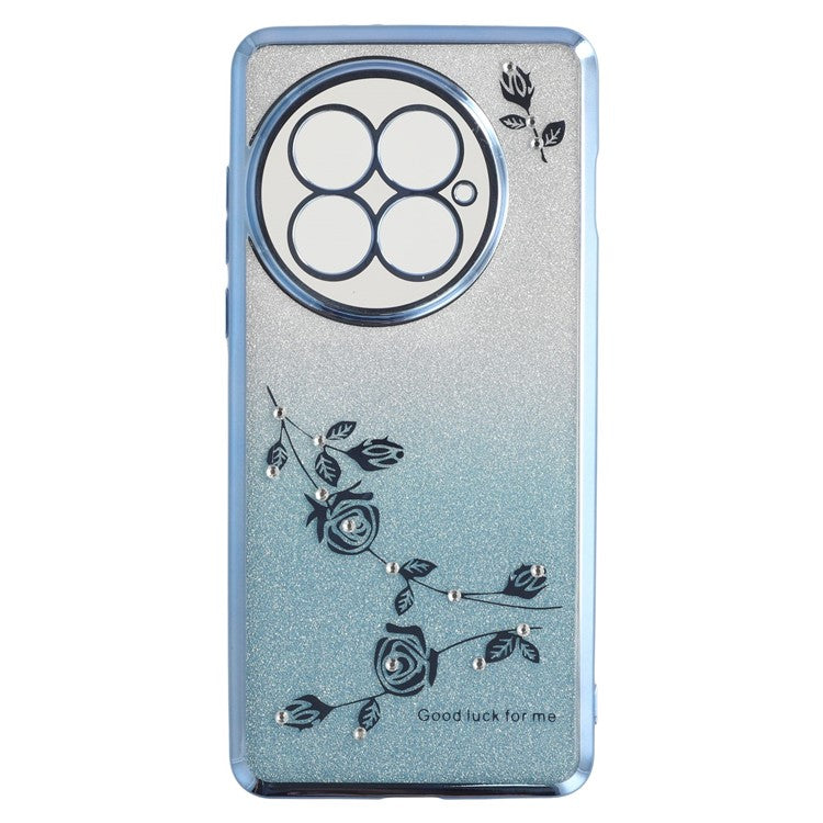 KADEM For OnePlus 13 Case Ring Kickstand TPU Flowers Phone Cover Gradient Glitter - Blue