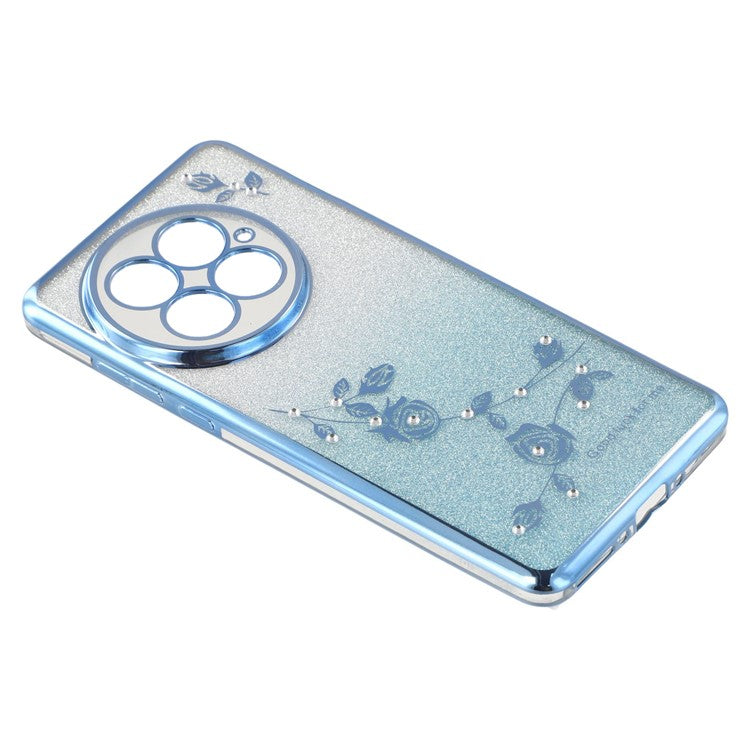 KADEM For OnePlus 13 Case Ring Kickstand TPU Flowers Phone Cover Gradient Glitter - Blue