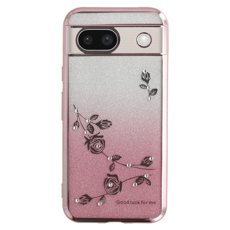 KADEM For Google Pixel 8a Case Flower TPU Flexible Gradient Phone Cover - Rose Gold
