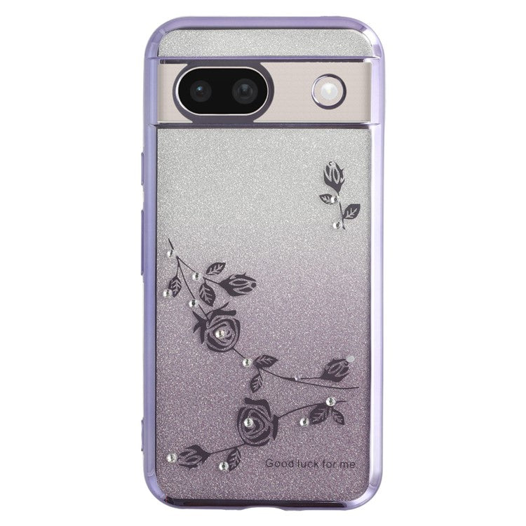 KADEM For Google Pixel 8a Case Flower TPU Flexible Gradient Phone Cover - Purple