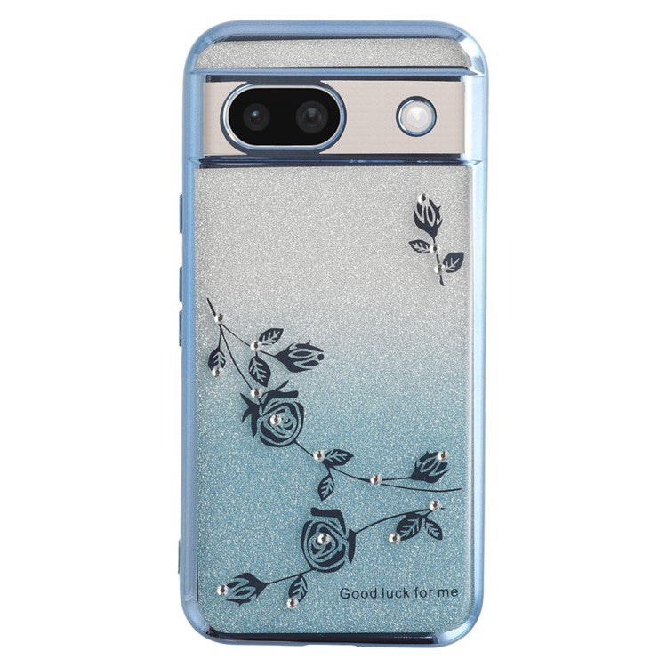 KADEM For Google Pixel 8a Case Flower TPU Flexible Gradient Phone Cover - Blue